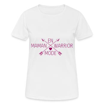 t-shirt maman warrior. Idée cadeau - T-shirt respirant Femme - blanc - Devant - AI Model Female 172 dark (172cm)