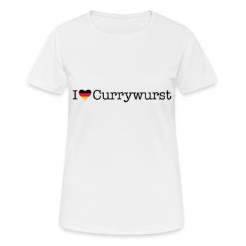 I love Currywurst - Frauen T-Shirt atmungsaktiv - Weiß - Vorne - AI Model Female 172 dark (172cm)