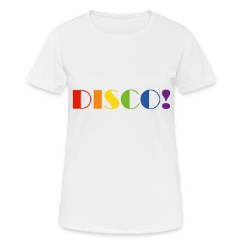 DISCO rainbow text - Women's Breathable T-Shirt - white - Front - AI Model Female 172 dark (172cm)