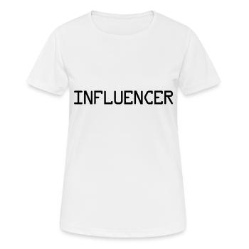 Slogan d’influenceur - Logo - Publicité - Marketing - T-shirt respirant Femme - blanc - Devant - AI Model Female 172 dark (172cm)
