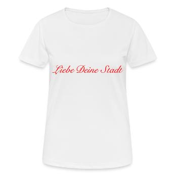Liebe Deine Stadt red - Frauen T-Shirt atmungsaktiv - Weiß - Vorne - AI Model Female 172 dark (172cm)