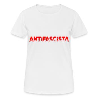 Antifascista -- Rot - Frauen T-Shirt atmungsaktiv - Weiß - Vorne - AI Model Female 172 dark (172cm)