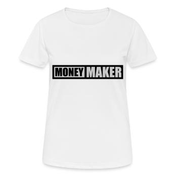 Text Logo Money Maker - Frauen T-Shirt atmungsaktiv - Weiß - Vorne - AI Model Female 172 dark (172cm)