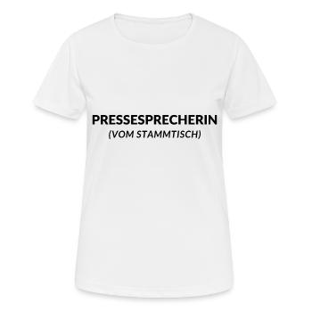 Pressesprecherin - Frauen T-Shirt atmungsaktiv - Weiß - Vorne - AI Model Female 172 dark (172cm)