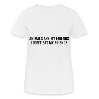 Les animaux sont mes amis, je ne mange pas mes amis - T-shirt respirant Femme - blanc - Devant - AI Model Female 172 dark (172cm)