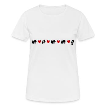 Schriftzug - schwarz - mummy mit Herzen - Frauen T-Shirt atmungsaktiv - Weiß - Vorne - AI Model Female 172 dark (172cm)