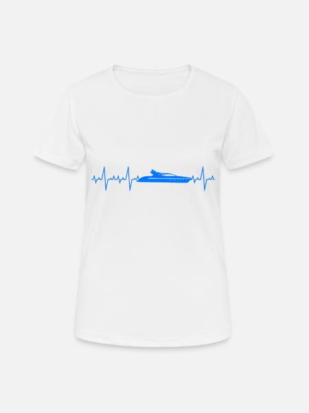 Motorboat Heartbeat Boat Yacht boat retro - Women's Breathable T-Shirt - white