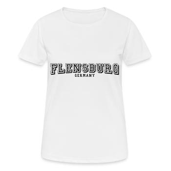 Flensburg - Frauen T-Shirt atmungsaktiv - Weiß - Vorne - AI Model Female 172 dark (172cm)