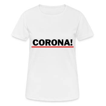 CORONA - Frauen T-Shirt atmungsaktiv - Weiß - Vorne - AI Model Female 172 dark (172cm)