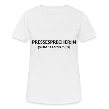 Pressesprecher:in - Frauen T-Shirt atmungsaktiv - Weiß - Vorne - AI Model Female 172 dark (172cm)