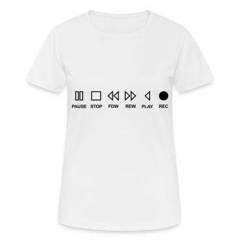 Cassette musik music play stop pause Black - Frauen T-Shirt atmungsaktiv - Weiß - Vorne - AI Model Female 172 dark (172cm)