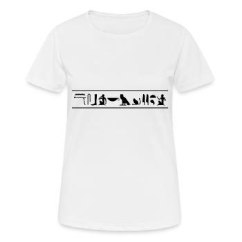 "Leck mich am Arsch" - Hieroglyphen - Frauen T-Shirt atmungsaktiv - Weiß - Vorne - AI Model Female 172 dark (172cm)