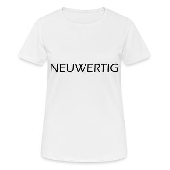 Neuwertig Slogan - Logo - Neu - Frauen T-Shirt atmungsaktiv - Weiß - Vorne - AI Model Female 172 dark (172cm)