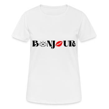 Bonjour - T-shirt respirant Femme - blanc - Devant - AI Model Female 172 dark (172cm)