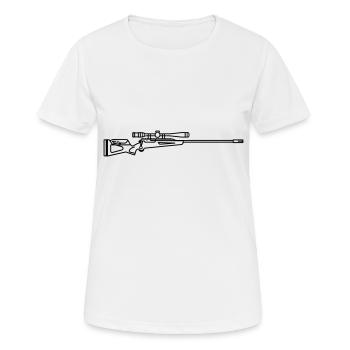 Fusil de chasse sniper - T-shirt respirant Femme - blanc - Devant - AI Model Female 172 dark (172cm)