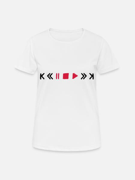 keys play music pause fast forward sign symbols - Women's Breathable T-Shirt - white