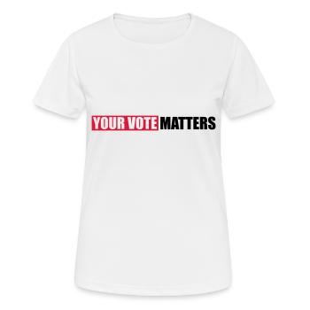votre vote compte citation - T-shirt respirant Femme - blanc - Devant - AI Model Female 172 dark (172cm)