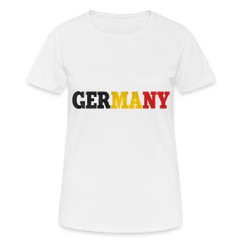 Germany - Women's Breathable T-Shirt - white - Front - AI Model Female 172 dark (172cm)