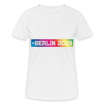 Berlin 2023 Bunt - Frauen T-Shirt atmungsaktiv - Weiß - Vorne - AI Model Female 172 dark (172cm)
