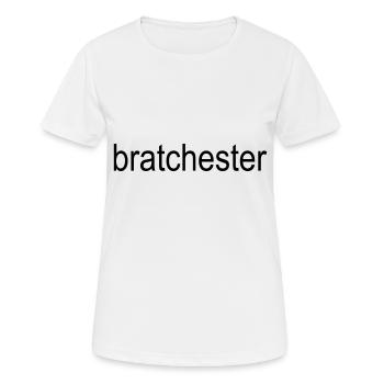 bratchester black text 5000 - Women's Breathable T-Shirt - white - Front - AI Model Female 172 dark (172cm)