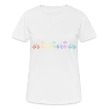 Regenbogen Fahrrad - Frauen T-Shirt atmungsaktiv - Weiß - Vorne - AI Model Female 172 dark (172cm)