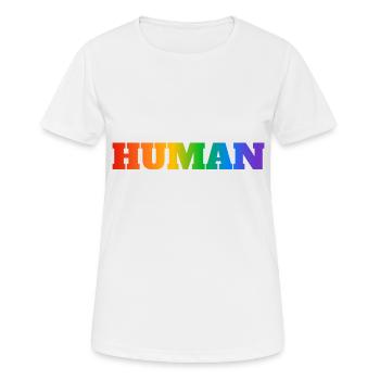 HUMAIN LGBT - T-shirt respirant Femme - blanc - Devant - AI Model Female 172 dark (172cm)