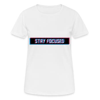 restez concentré 3d logo flou barre rouge de la - T-shirt respirant Femme - blanc - Devant - AI Model Female 172 dark (172cm)