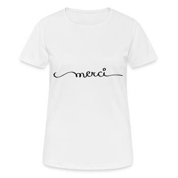 Merci tout simplement - T-shirt respirant Femme - blanc - Devant - AI Model Female 172 dark (172cm)