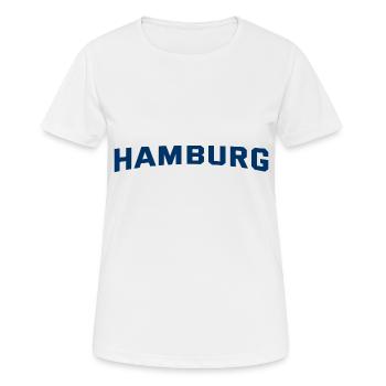 Hamburg Slogan - Hansestadt - Hamburger Hafen - Frauen T-Shirt atmungsaktiv - Weiß - Vorne - AI Model Female 172 dark (172cm)