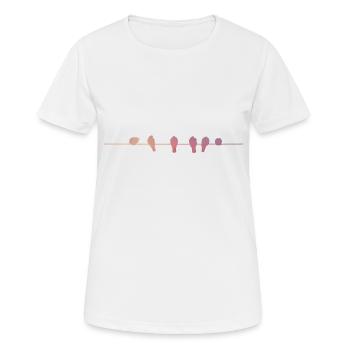 Famille d'oiseaux sur la silhouette de la branche abstraite - T-shirt respirant Femme - blanc - Devant - AI Model Female 172 dark (172cm)