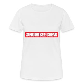 Nordsee Crew - Frauen T-Shirt atmungsaktiv - Weiß - Vorne - AI Model Female 172 dark (172cm)