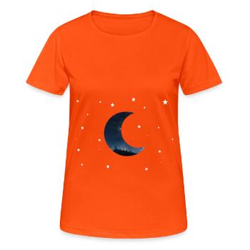 mond und sterne - Frauen T-Shirt atmungsaktiv - Neonorange - Vorne - AI Model Female 172 dark (172cm)