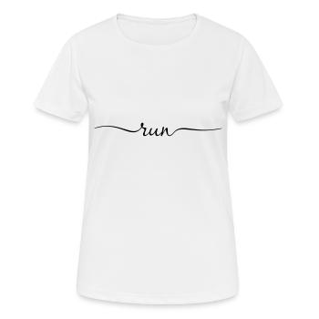 Écriture manuscrite de lettrage RUN - T-shirt respirant Femme - blanc - Devant - AI Model Female 172 dark (172cm)
