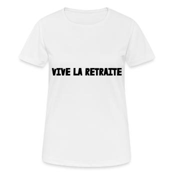 RETRAITE. RETRAITE. RETRAITEE. RETRAITE - T-shirt respirant Femme - blanc - Devant - AI Model Female 172 dark (172cm)