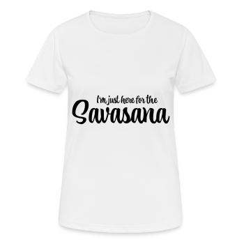 Je suis juste ici pour le savasana - T-shirt respirant Femme - blanc - Devant - AI Model Female 172 dark (172cm)