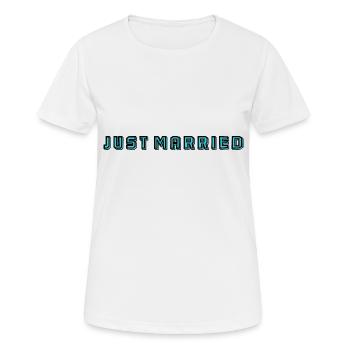 ICH HABE GERADE GEHEIRATET. Junggesellinnenabschied. VALENTINSTAG. PAAR - Frauen T-Shirt atmungsaktiv - Weiß - Vorne - AI Model Female 172 dark (172cm)