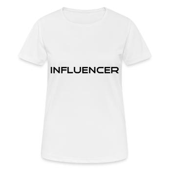 Slogan d’influenceur - Logo - Publicité - Marketing - T-shirt respirant Femme - blanc - Devant - AI Model Female 172 dark (172cm)
