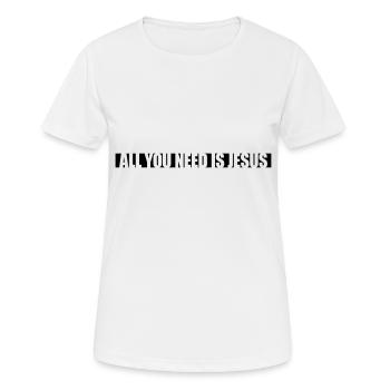Strip Need Jesus - Women's Breathable T-Shirt - white - Front - AI Model Female 172 dark (172cm)
