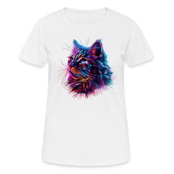 Katzengesicht in Neonfarben - Frauen T-Shirt atmungsaktiv - Weiß - Vorne - AI Model Female 172 dark (172cm)