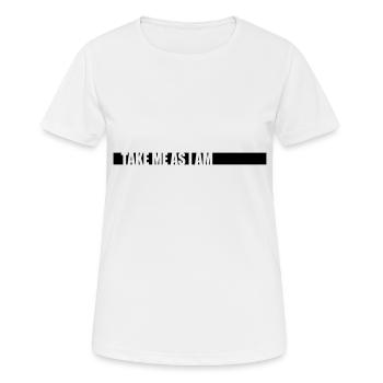 Logo Take me - Frauen T-Shirt atmungsaktiv - Weiß - Vorne - AI Model Female 172 dark (172cm)