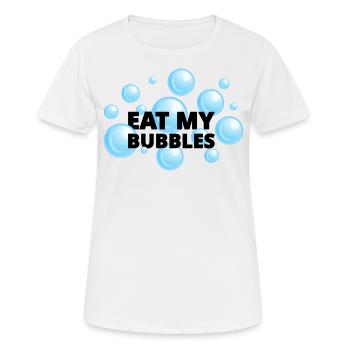 MANGEZ MES BULLES - BULLES BLEUES - T-shirt respirant Femme - blanc - Devant - AI Model Female 172 dark (172cm)