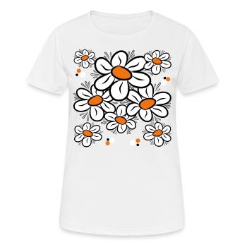 Gänseblümchen Margeriten Blumenranke Blumenmuster - Frauen T-Shirt atmungsaktiv - Weiß - Vorne - AI Model Female 172 dark (172cm)