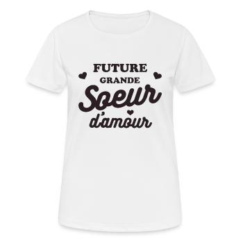 FUTURE GRANDE SOEUR D'AMOUR - T-shirt respirant Femme - blanc - Devant - AI Model Female 172 dark (172cm)