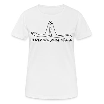 In der Schlange - Wortspiel - Frauen T-Shirt atmungsaktiv - Weiß - Vorne - AI Model Female 172 dark (172cm)