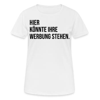 Hier könnte ihre Werbung stehen. - Frauen T-Shirt atmungsaktiv - Weiß - Vorne - AI Model Female 172 dark (172cm)