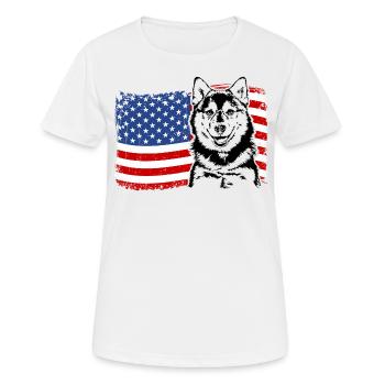 Pomsky America Flag Dog Dogs Wilsigns - T-shirt respirant Femme - blanc - Devant - AI Model Female 172 dark (172cm)