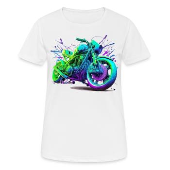 Originelles Motorrad - Frauen T-Shirt atmungsaktiv - Weiß - Vorne - AI Model Female 172 dark (172cm)