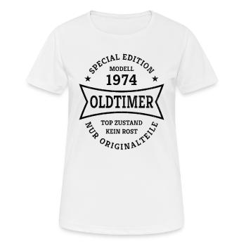 50. Geburtstag Jahrgang 1974 Oldtimer 50 Jahre - Frauen T-Shirt atmungsaktiv - Weiß - Vorne - AI Model Female 172 dark (172cm)