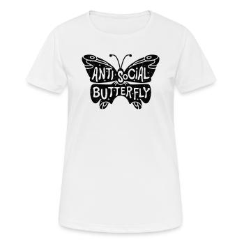 Anti social butterfly introverti asocial - T-shirt respirant Femme - blanc - Devant - AI Model Female 172 dark (172cm)