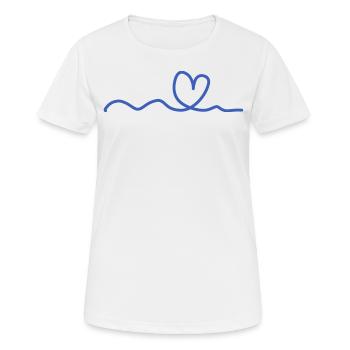 blaues Herz Linie - Frauen T-Shirt atmungsaktiv - Weiß - Vorne - AI Model Female 172 dark (172cm)